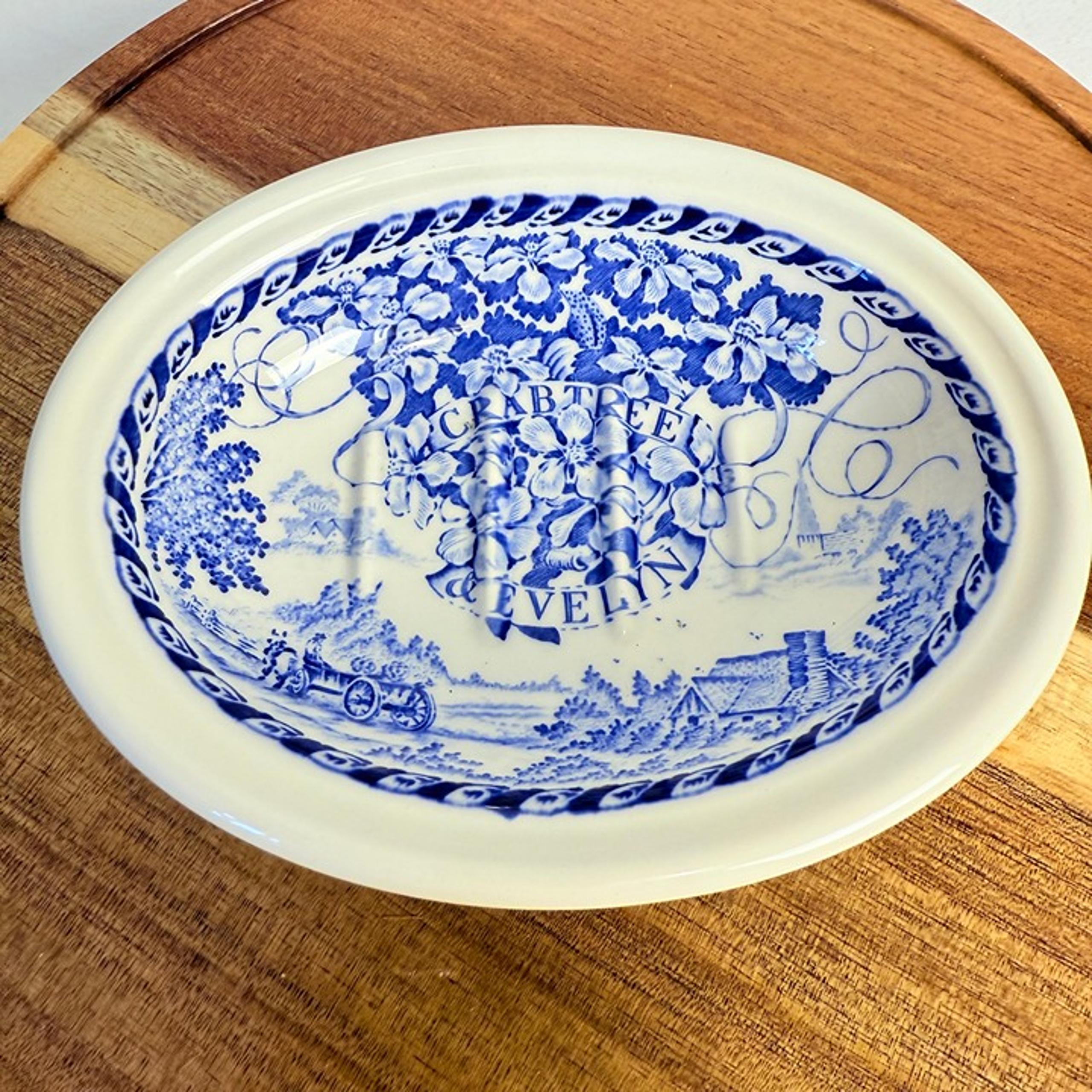 Masons Crabtree Evelyn Blue White Floral Ceramic Decorative Vintage Soap Dish