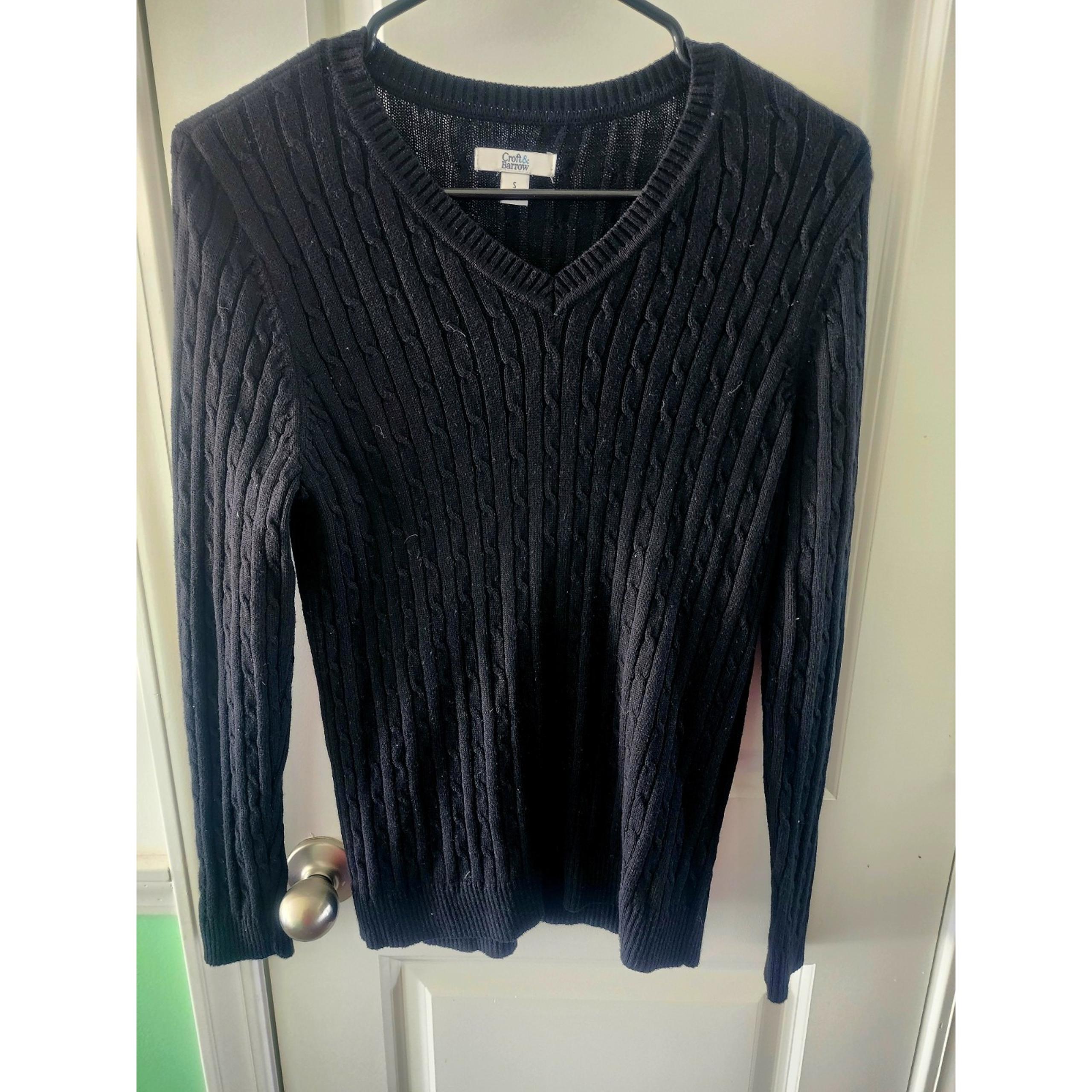 Croft & Barrow Women Long Sleeve V-Neck Pullover Sweater Black Small