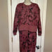 JoyLab Cropped Sweatshirt & Jogger Sweatpants Matching Set | Pink Garnet Marble