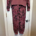 JoyLab Cropped Sweatshirt & Jogger Sweatpants Matching Set | Pink Garnet Marble