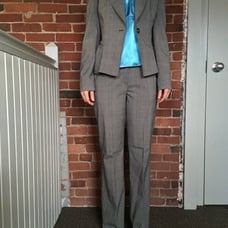 80s Nine West Three-Piece Gray Plaid Suit Set Tailored Blazer/Pants/Blue Cami 2