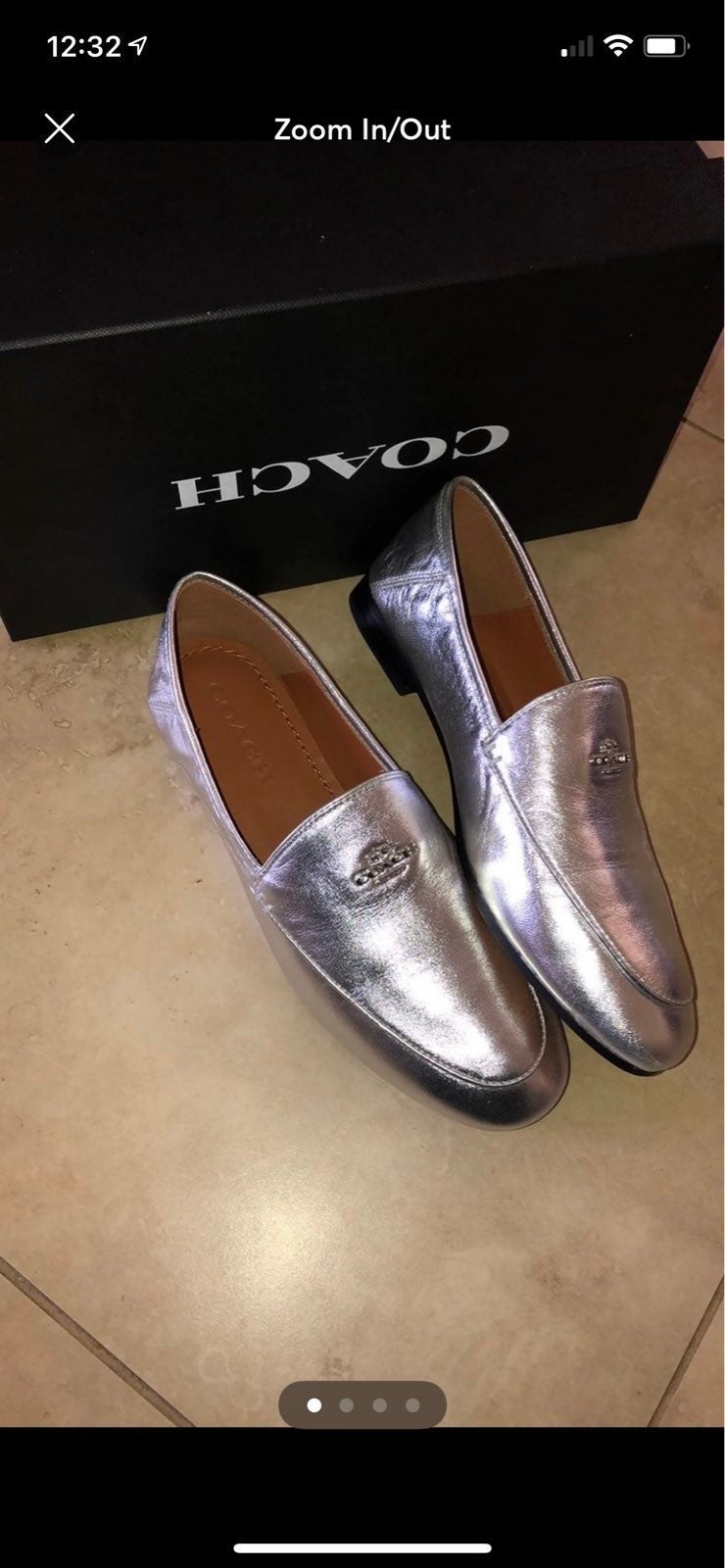 Coach Womens Hallie Silver Loafers Size