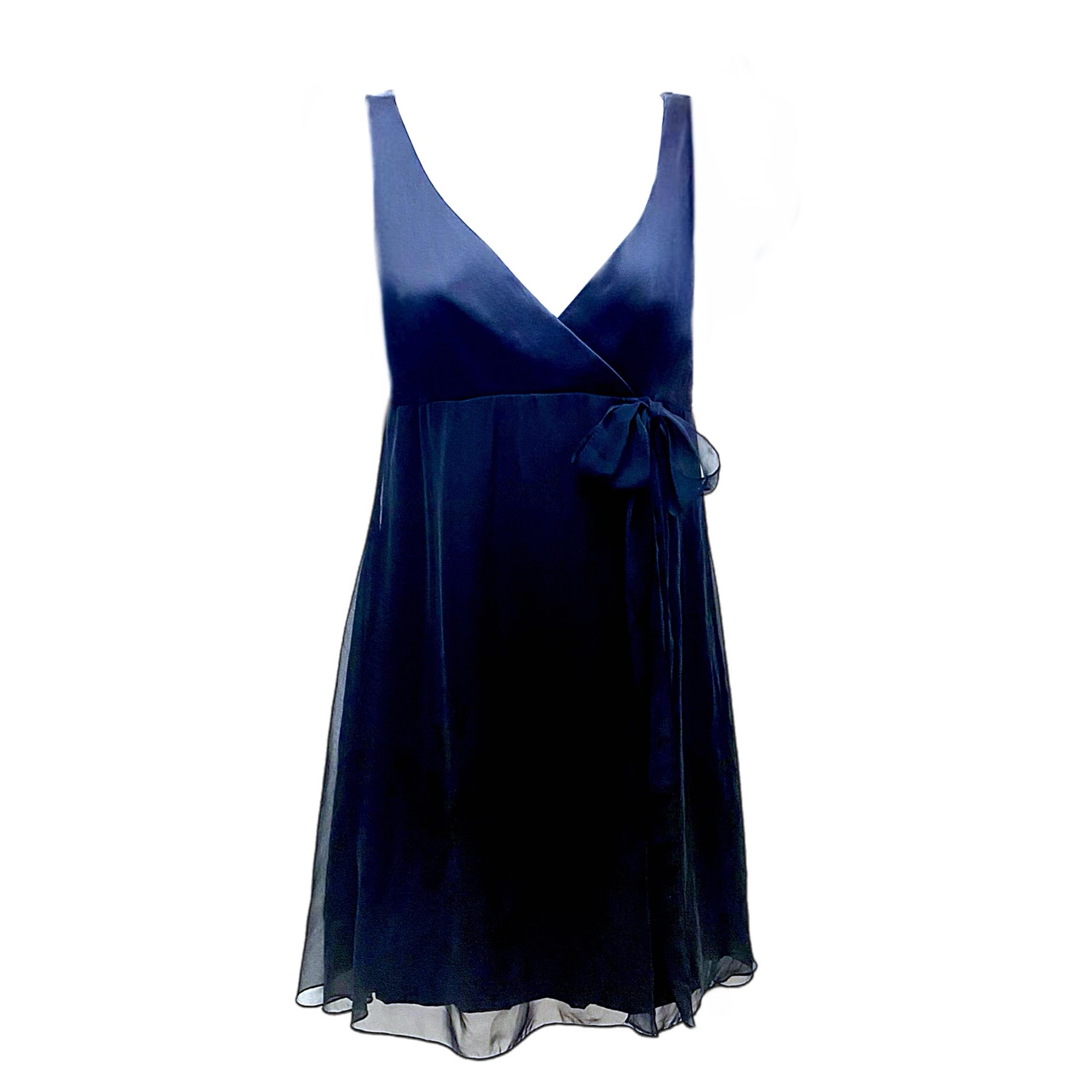 Vtg BETSY & ADAM by Jaslene Knee  Length Black Sleeveless Dress w/Chiffon Sz 5/6
