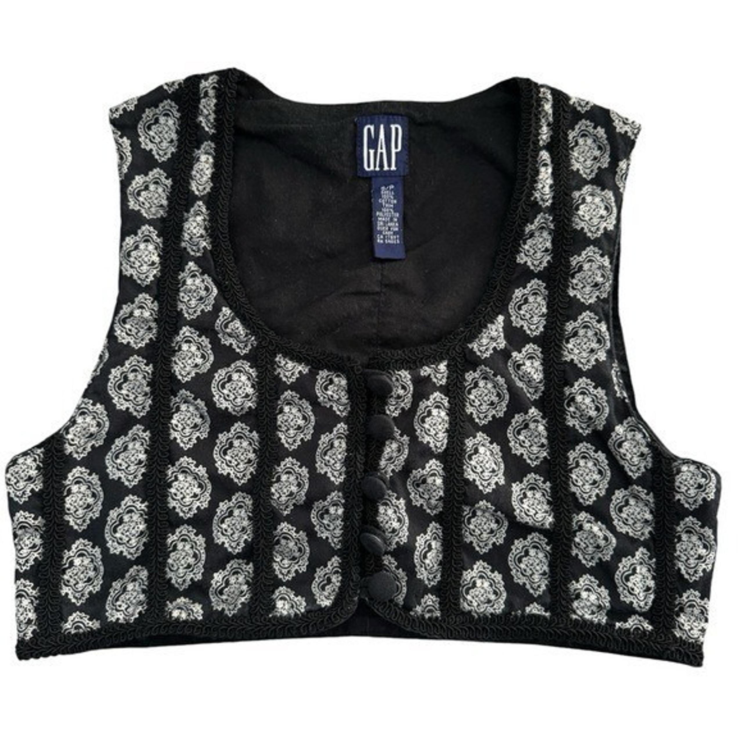 Vintage Gap Cropped Top Vest Cotton Black & White Sz Small Petite