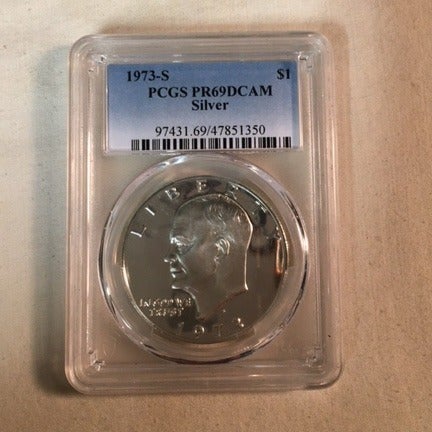 1973-S Eisenhower Silver Dollar (PCGS PR69DCAM)