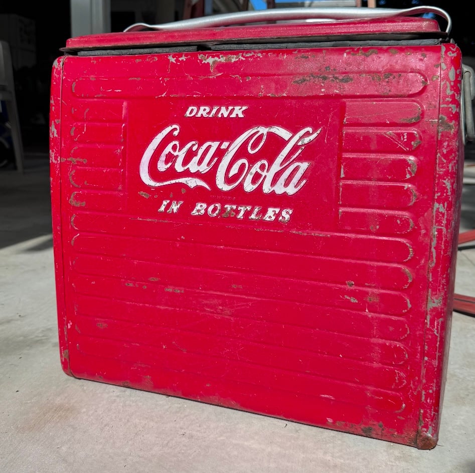 Vintage 1950s Drink Coca Coca in Bottles Metal Ice Chest Cooler