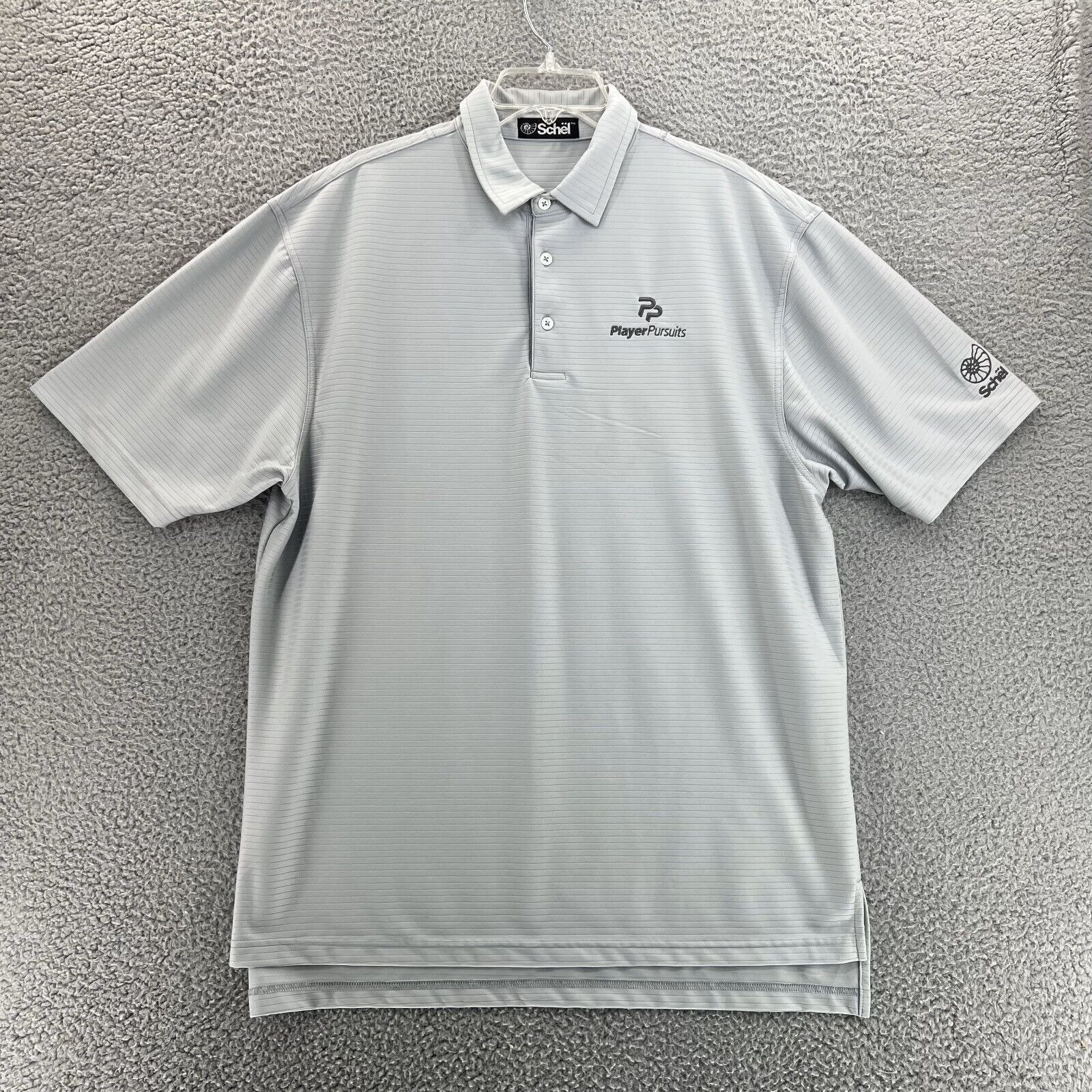 SCHEL Golf Polo Men Large Performance Stretch Gray Stripe Player Pursuit NWOT
