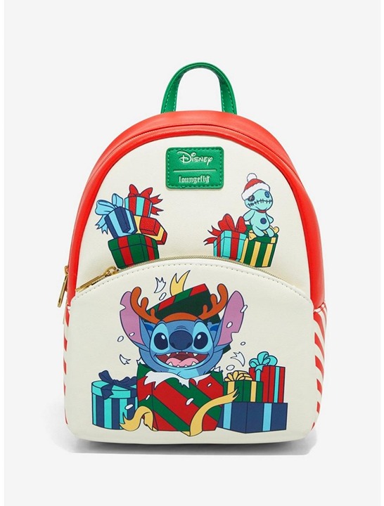 Loungefly Disney Stitch & Scrump Holiday Presents Mini Backpack
