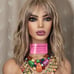 Natural Wavy creamy blonde bang wig