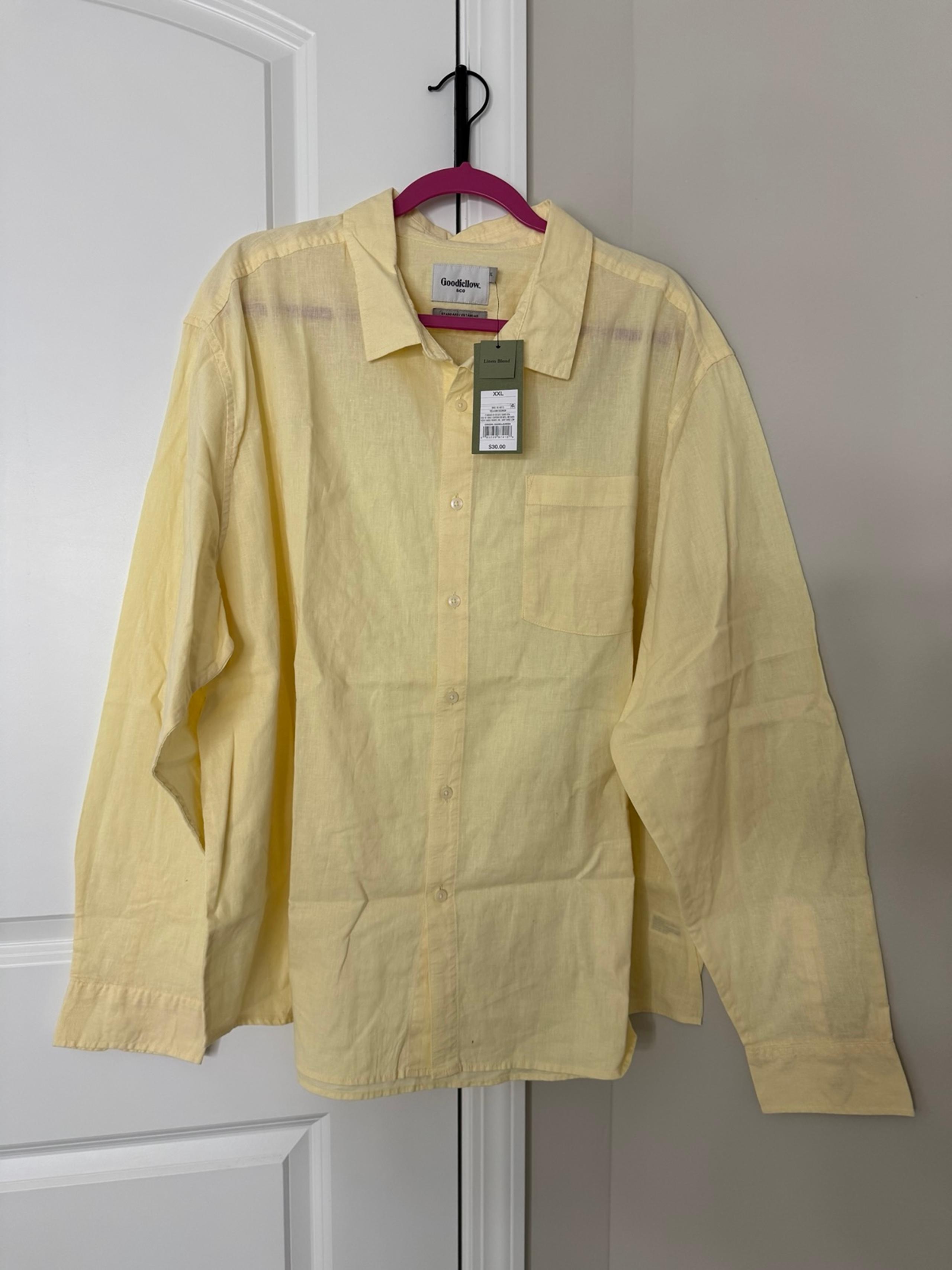 Goodfellow & Co. Yellow Button-Up Linen Shirt for Men