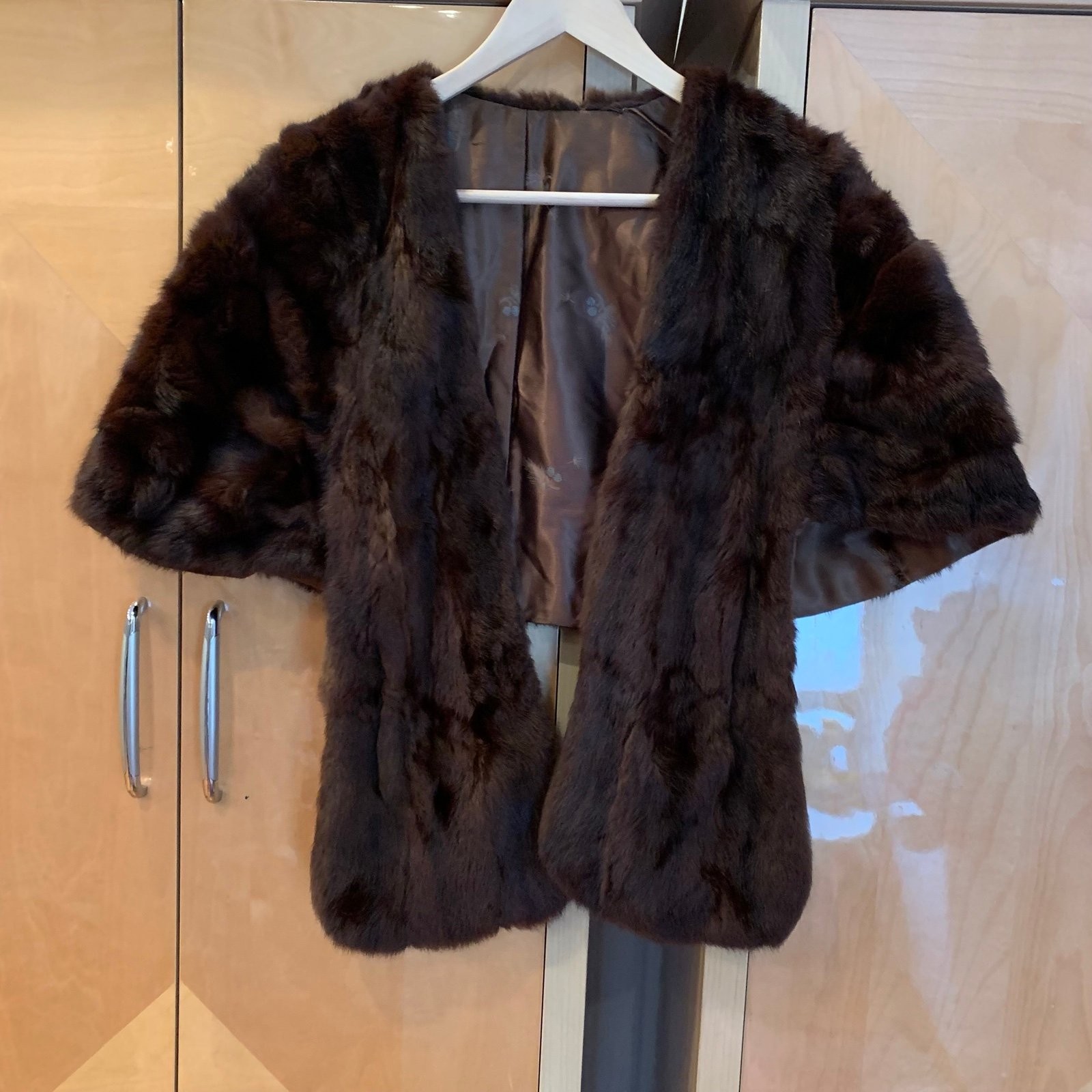 Genuine Mink Fur Stole Cape Coat MJT Monogram VTG