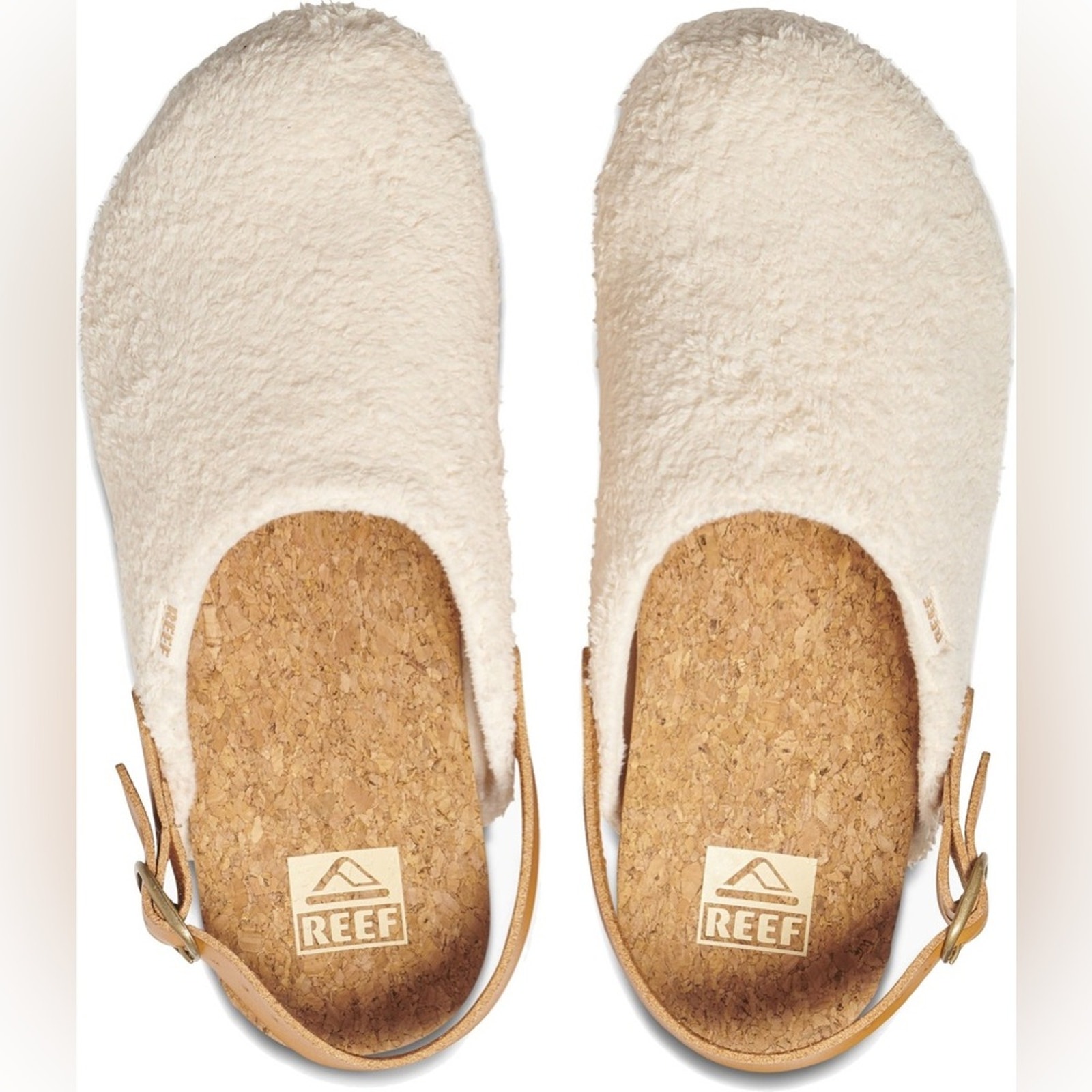 Reef Women's Beach Bum Sage Vintage Cream Fuzzy Sandals 10
