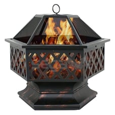 Hex Shaped Fire Pit Outdoor Home Garden Backyard Patio Firepit Bowl Fireplace