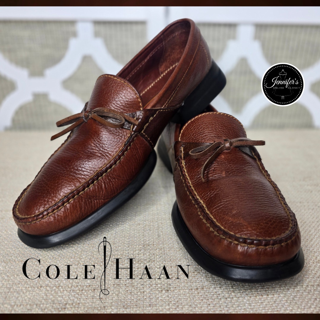 Cole Haan Country Men's Brown Pebbled Leather Loafers Size 10.5