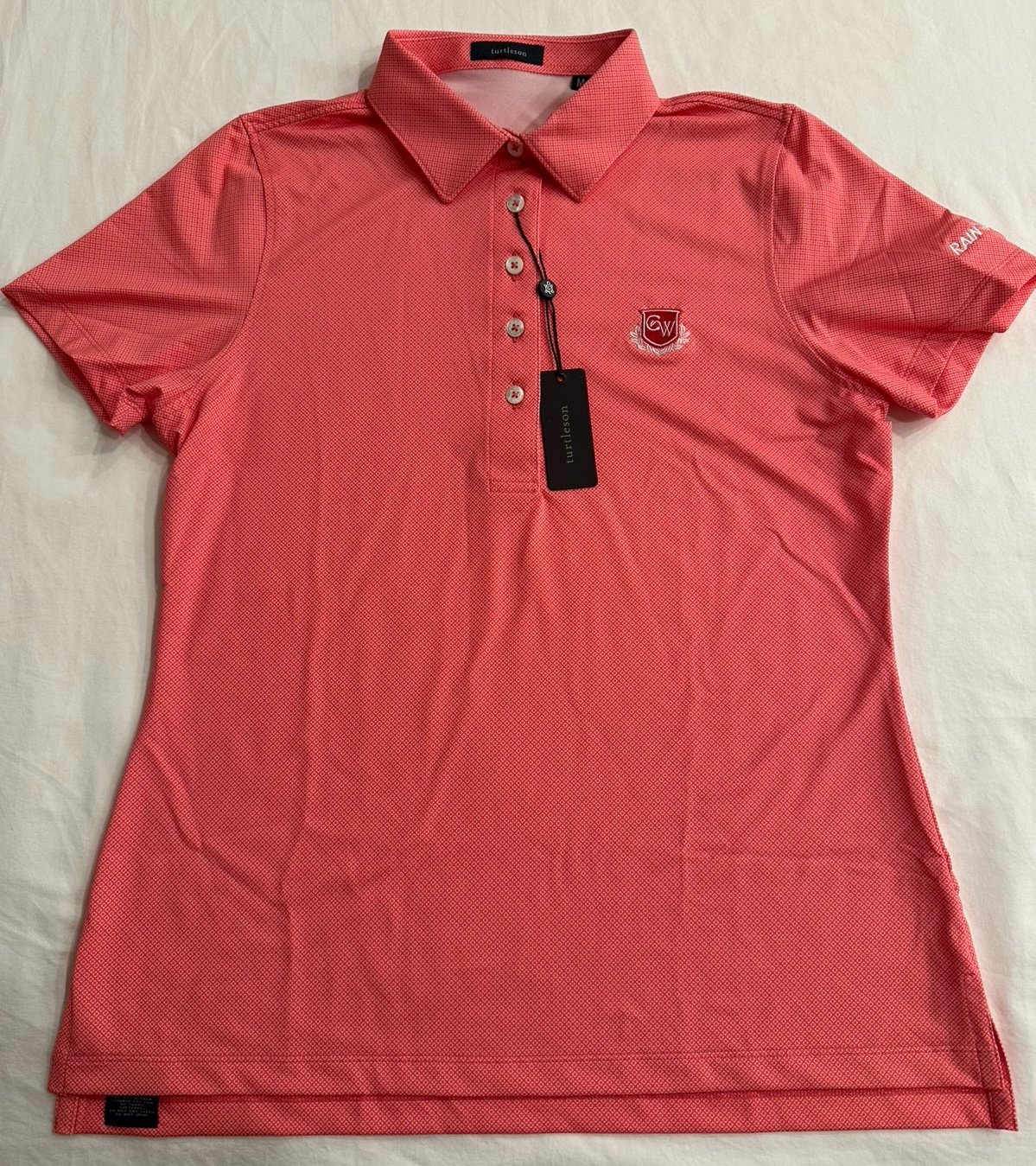 Turtleson Carlson Woods Polo Clare Mini Diamond Jacquard Perform Polo Sz M NWT