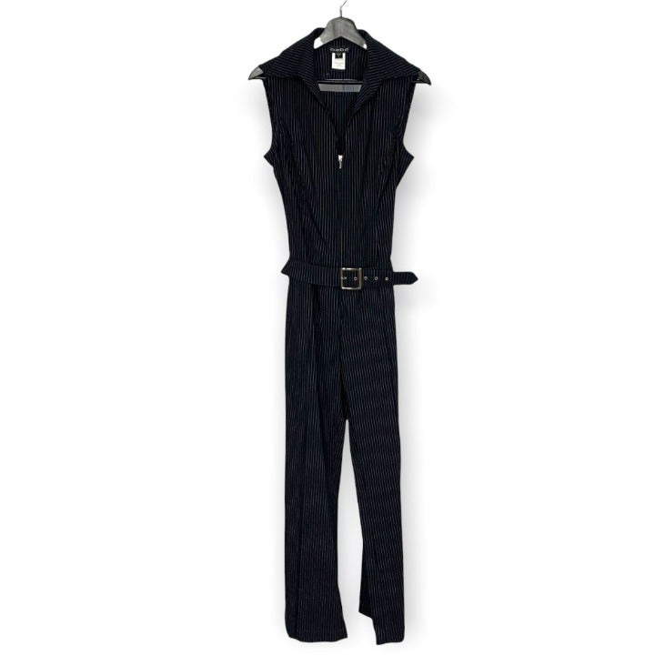 Vintage 90's Y2K Bebe Pinstripe Zip Up Jumpsuit Large