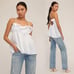NWT Marissa Webb Jayce Bodiced Linen Laced Empire Top Women's White