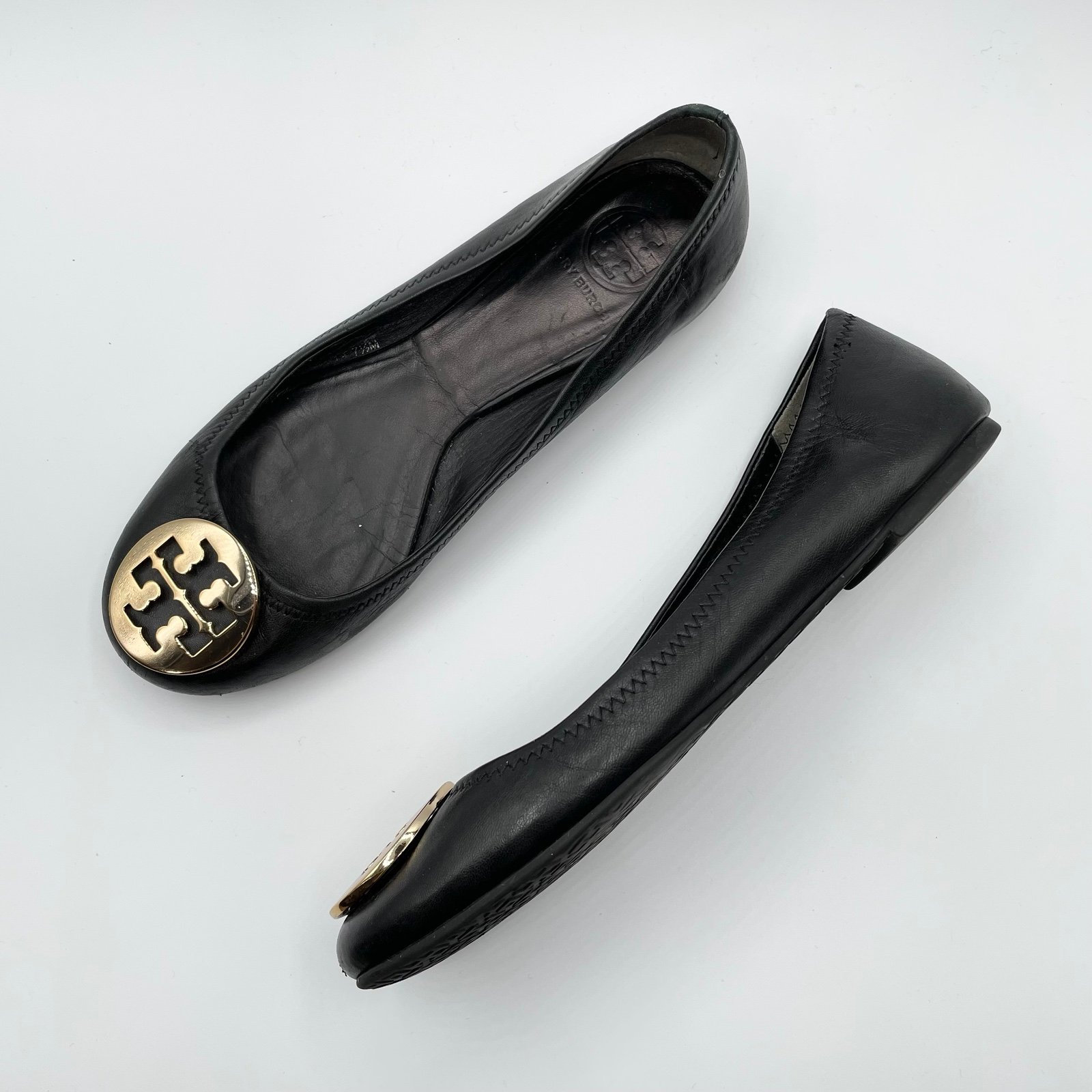 Tory Burch Black Reva Ballet Flats Sandals size 7.5