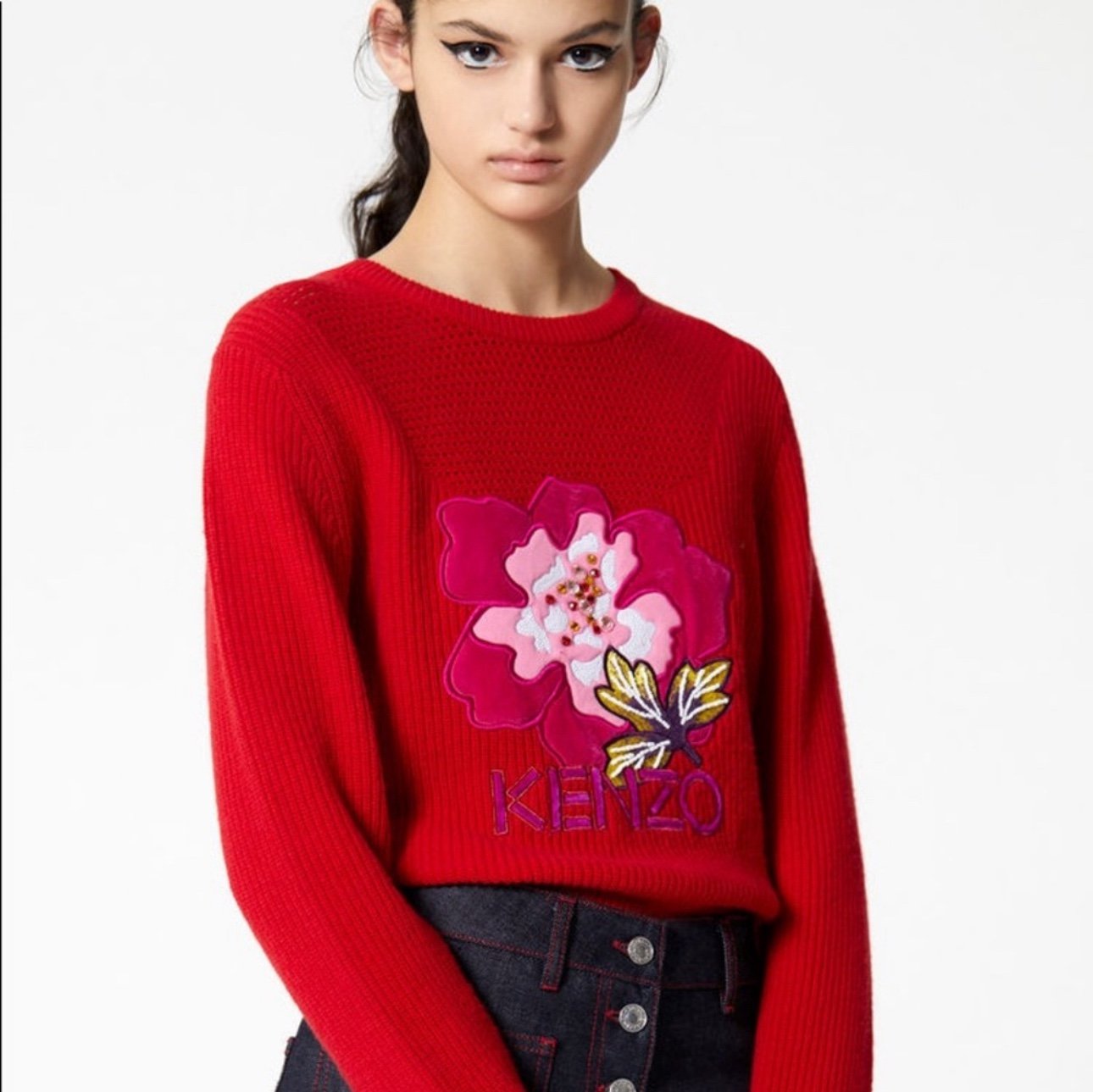 KENZO Red ‘Indonesian Flower' jumper M