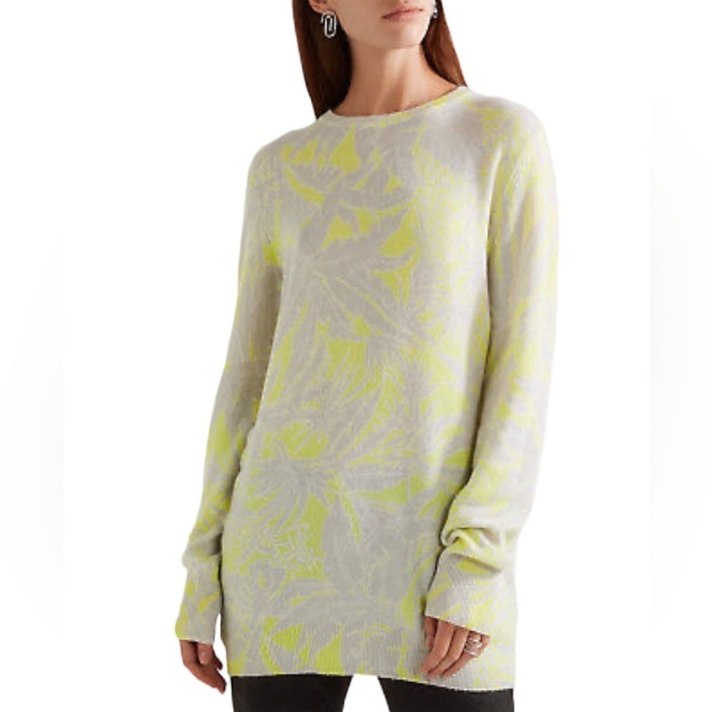 NWOT Equipment Rei Intarsia Cashmere Sweater in Chartreuse Small