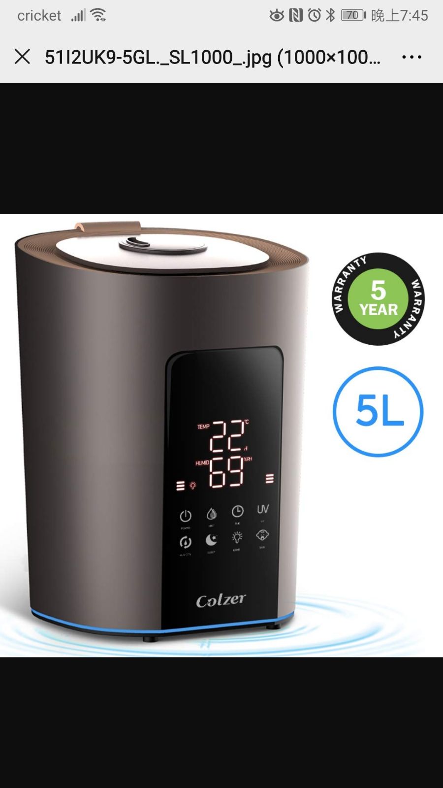 Top Tank Filling 5L Humidifier
