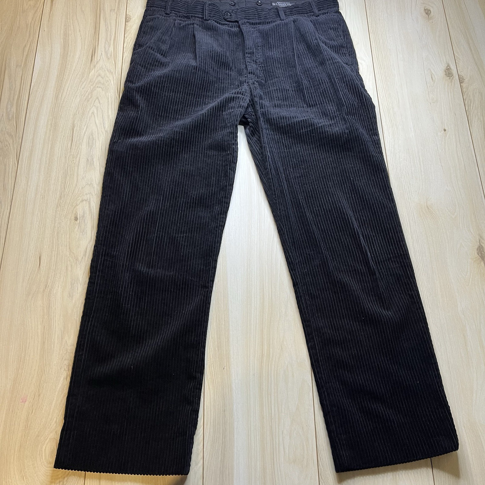 J Peterman Company Corduroy Pants Buttons Black Mens Size 38 Vintage