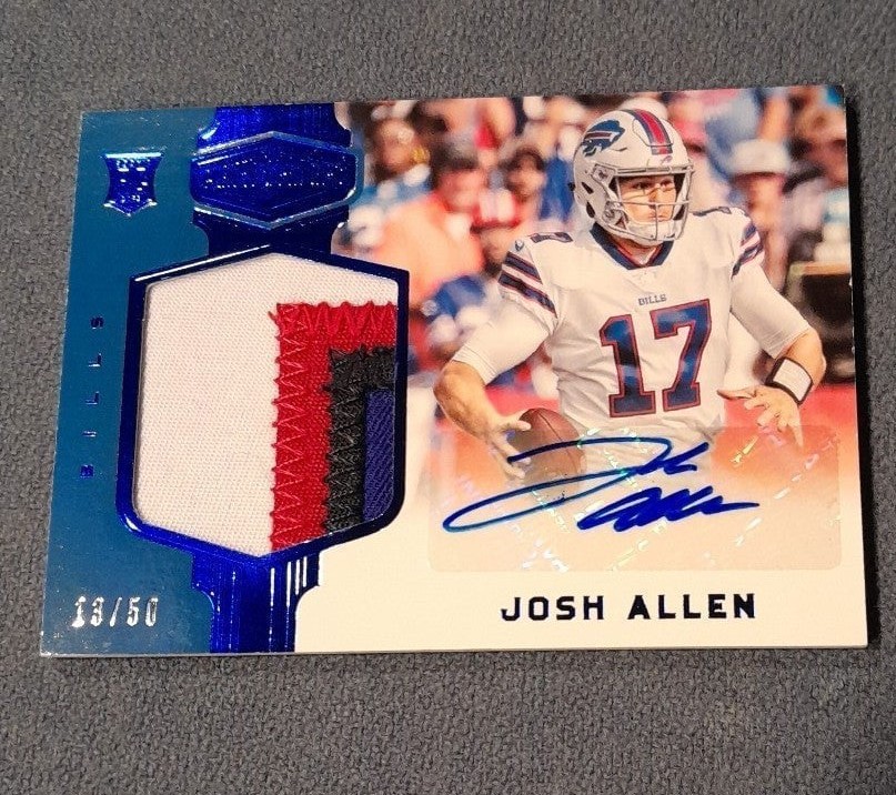 JOSH ALLEN ROOKIE PATCH AUTO /50 4 COLOR PATCH 2018 PLATES AND PATCHES BILLS MVP