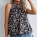 Sleeveless Floral Print Keyhole Back Halter Neck Blouse Large