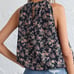 Sleeveless Floral Print Keyhole Back Halter Neck Blouse Large