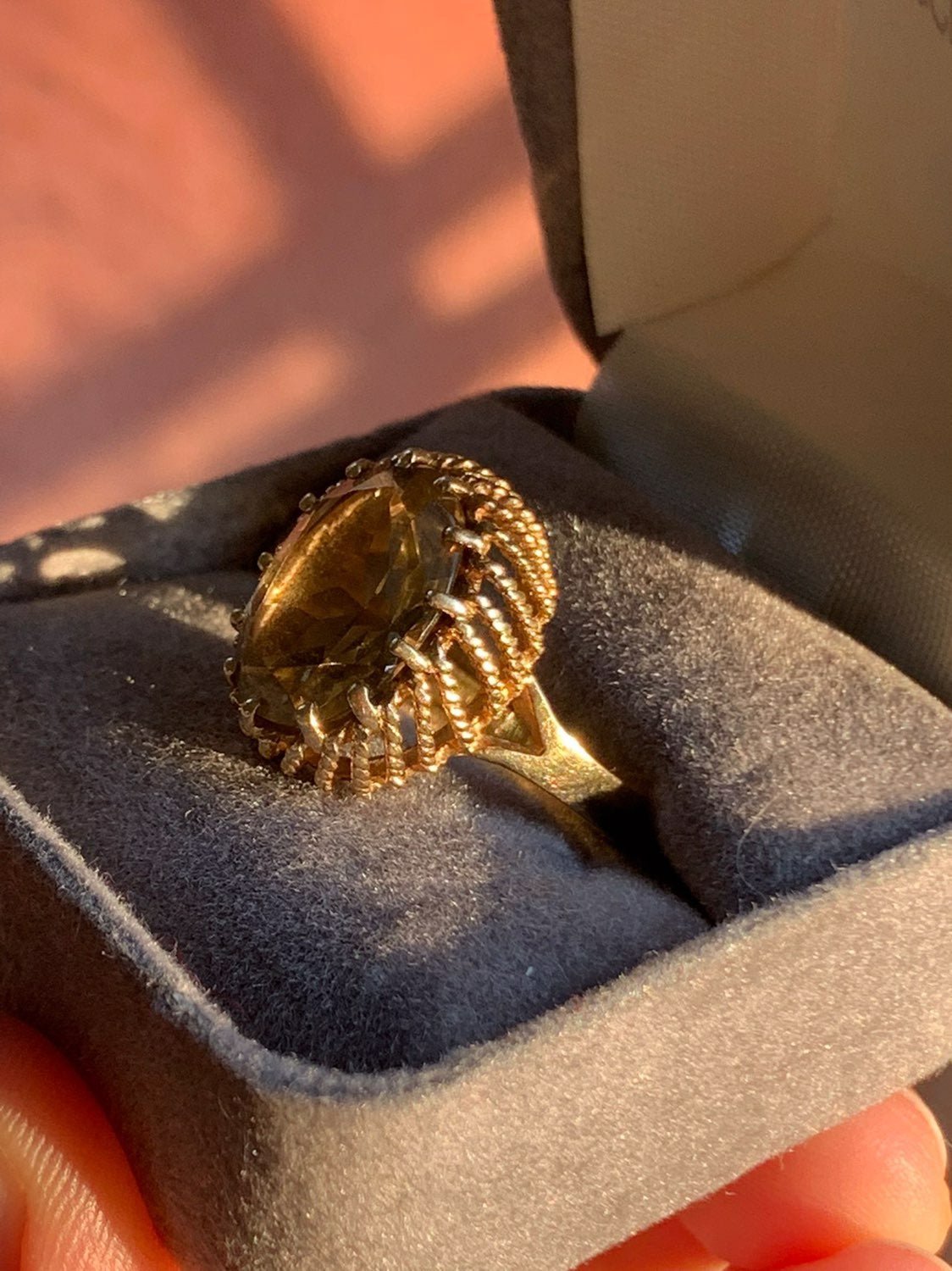 Ring 10k gold smoky topaz