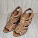 Tory Burch Tev Ray Tan Wedge Leather Sandals Women's 7.5
