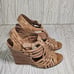 Tory Burch Tev Ray Tan Wedge Leather Sandals Women's 7.5