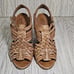 Tory Burch Tev Ray Tan Wedge Leather Sandals Women's 7.5