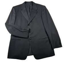 Armani Collezioni Vintage Black Wool Tuxedo Suit Jacket 42R Italy