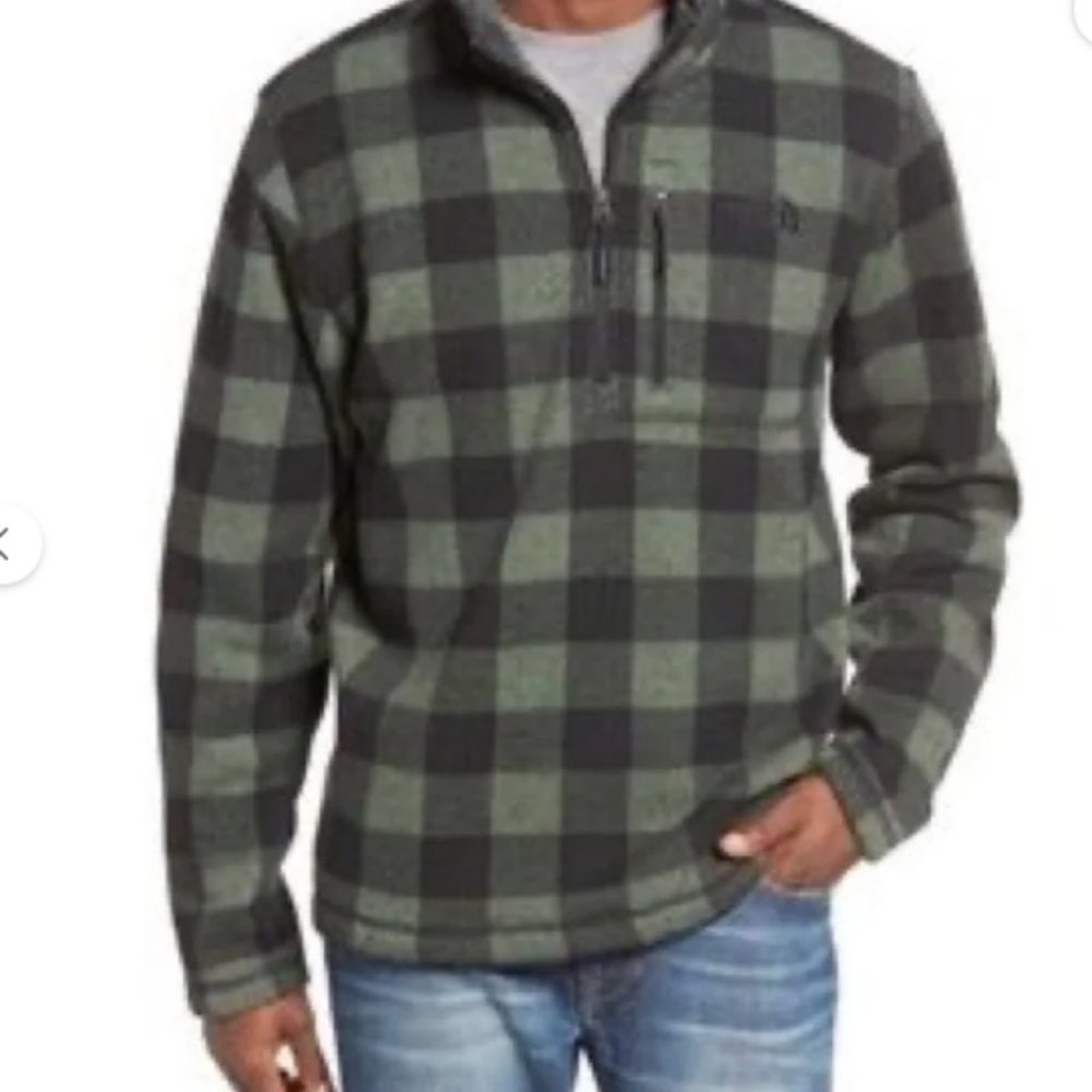 The North Face Green Black Plaid Pullover Fleece Men S