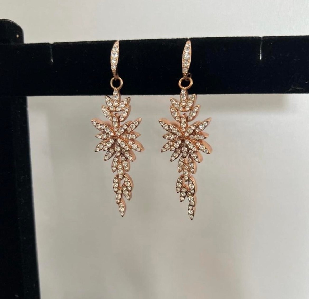 PJM Elegant Rose Gold Crystal Cascading Earrings, Drop Earrings