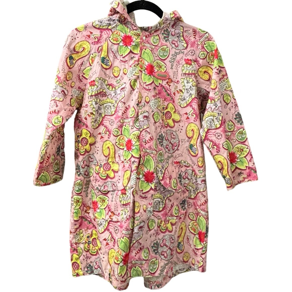 Oilily Girls Pink Multicolor Lightweight Jacket Windbreaker w/ Hood size 7/8