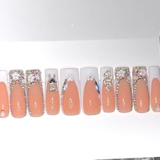 XL White Bling French Acrylic Press on Nails
