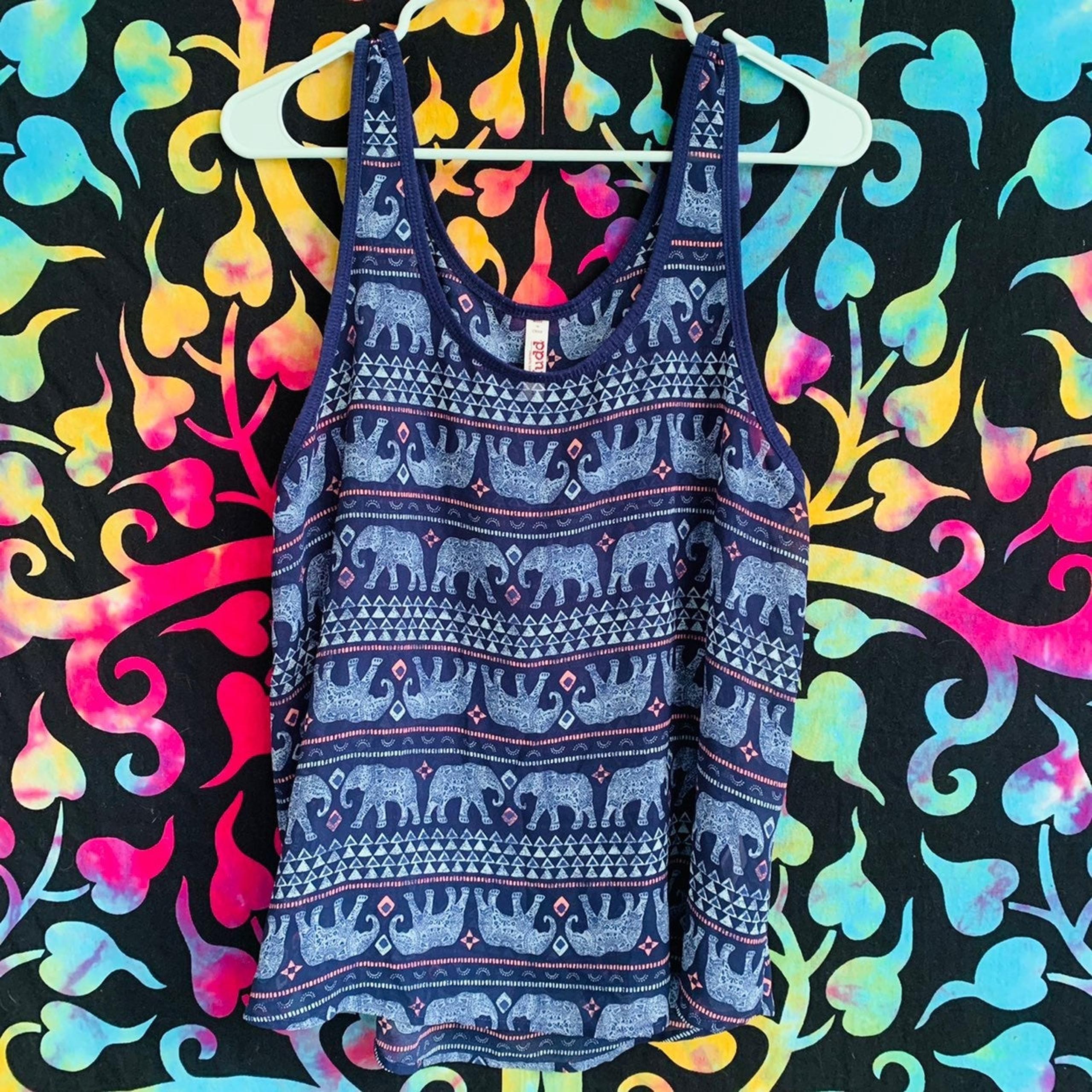 Mudd Blue Elephant Tank Top