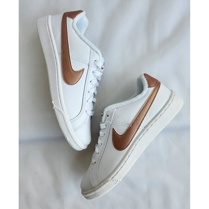 6 WOMEN'S NIKE COURT ROYALE WHITE METALLIC BRONZE 749867-101 SNEAKERS