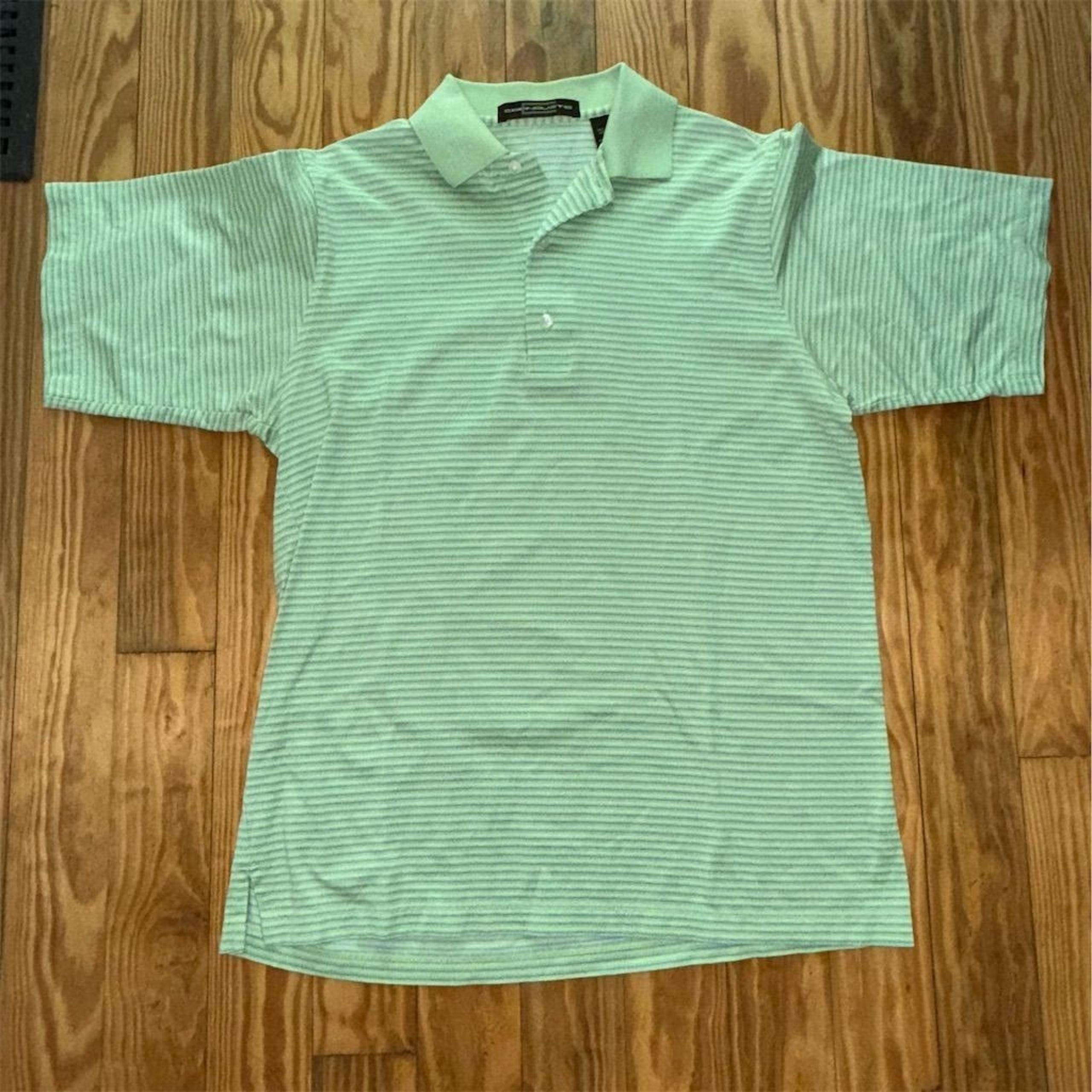 Carnoustie Men's Striped Polo Shirt Green Short Sleeve Size small golf preppy