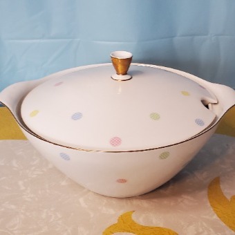 Seltmann Weiden Bavaria Isolde White With Pastel Polka Dots Soup Tureen