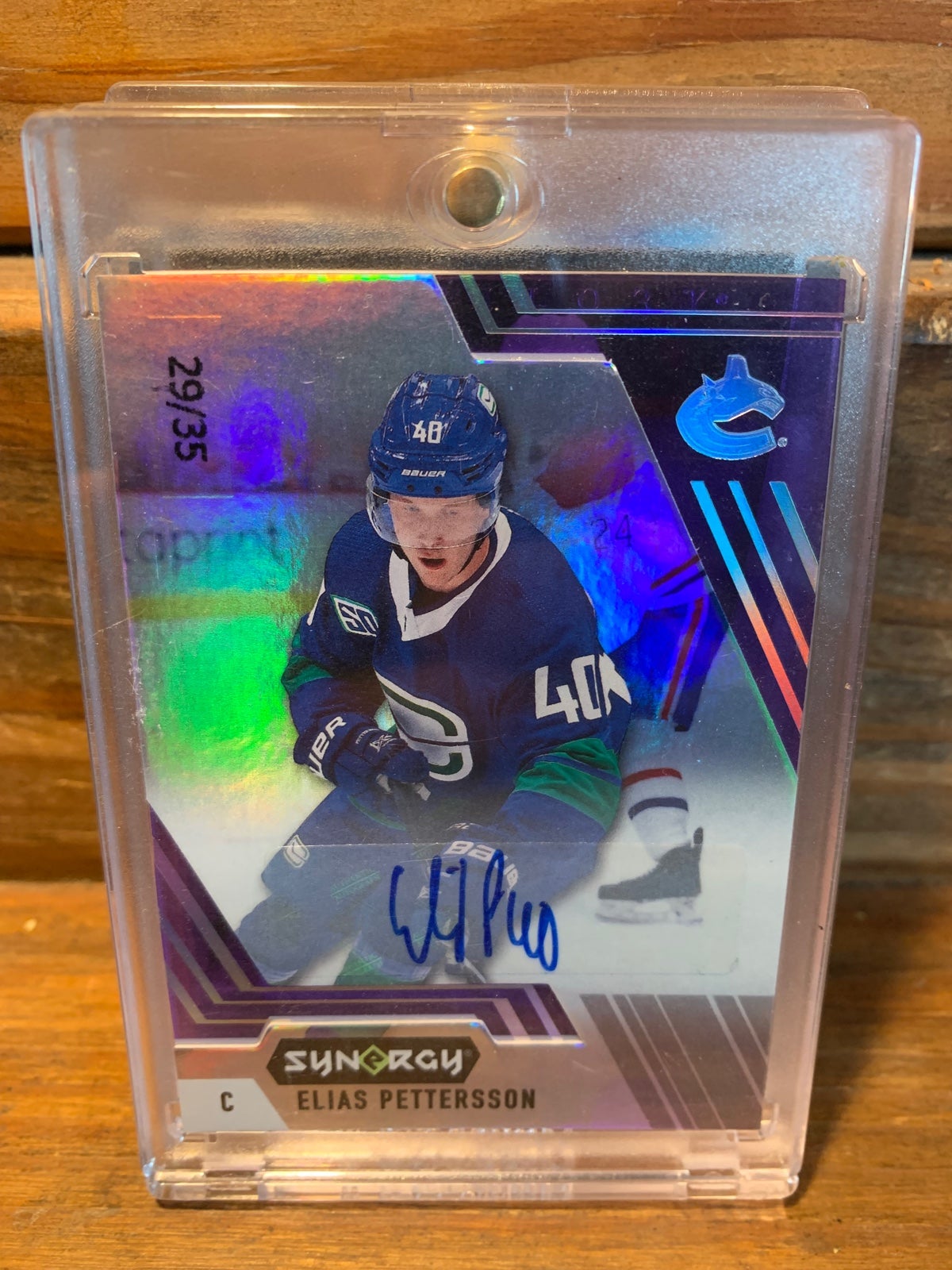 NHL Elias Pettersson Synergy Purple Auto /35