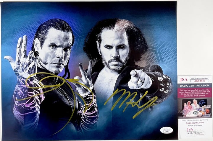 WWE Matt Hardy & Jeff Hardy Signed Hardy Boyz 11x14 Photo R Autograph JSA COA