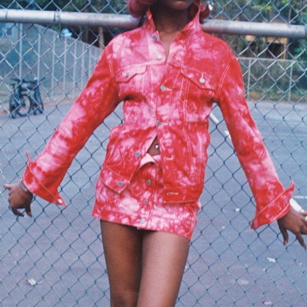 Tie dye denim levis jacket skirt set