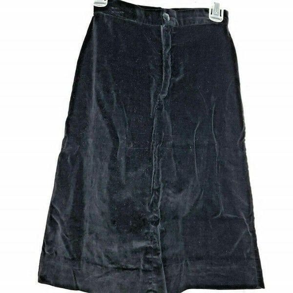 Vintage 80s Fredericks Of Hollywood Black Velvet A-line Skirt Size 3/4
