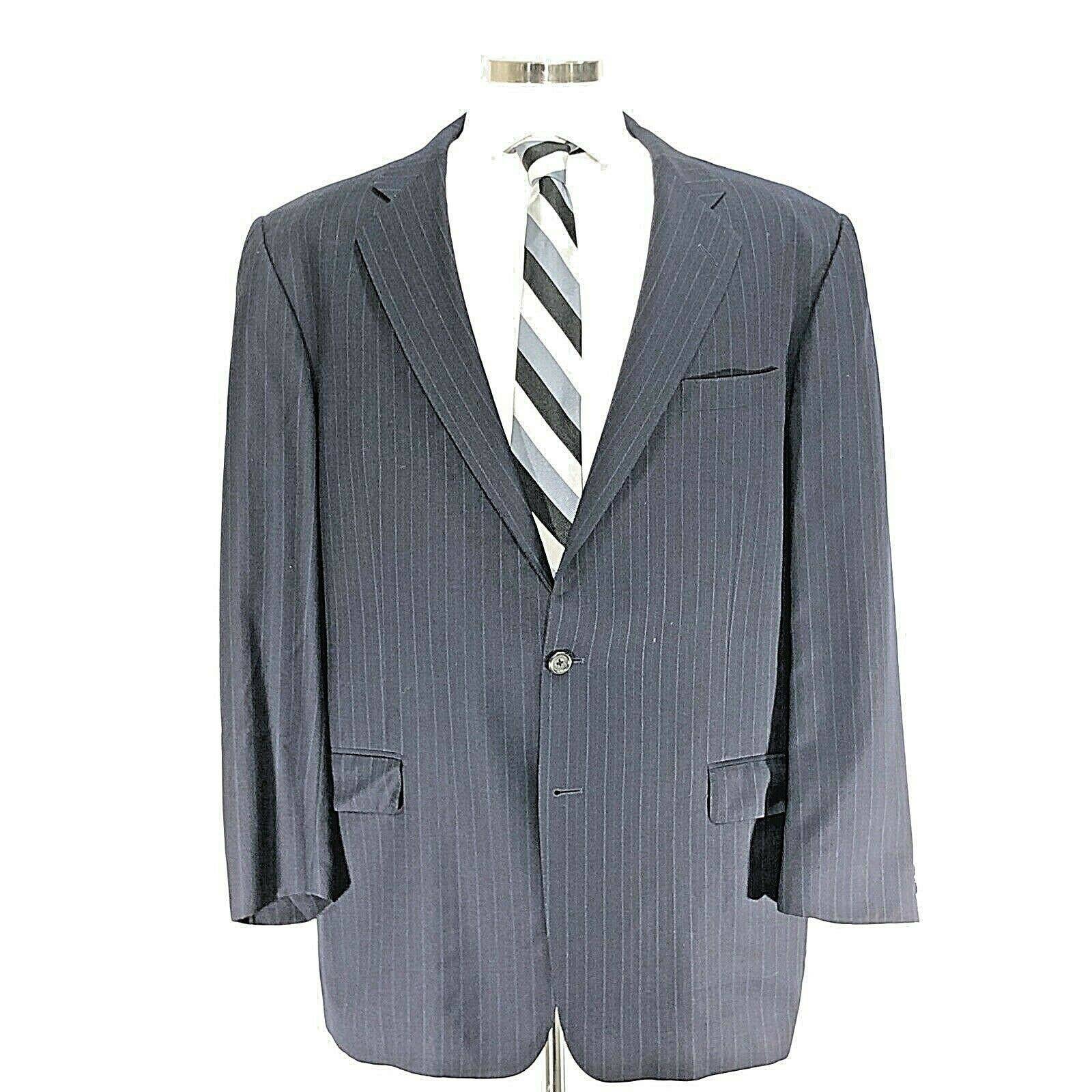 Hickey Freeman Navy Pinstripe Blazer 44R