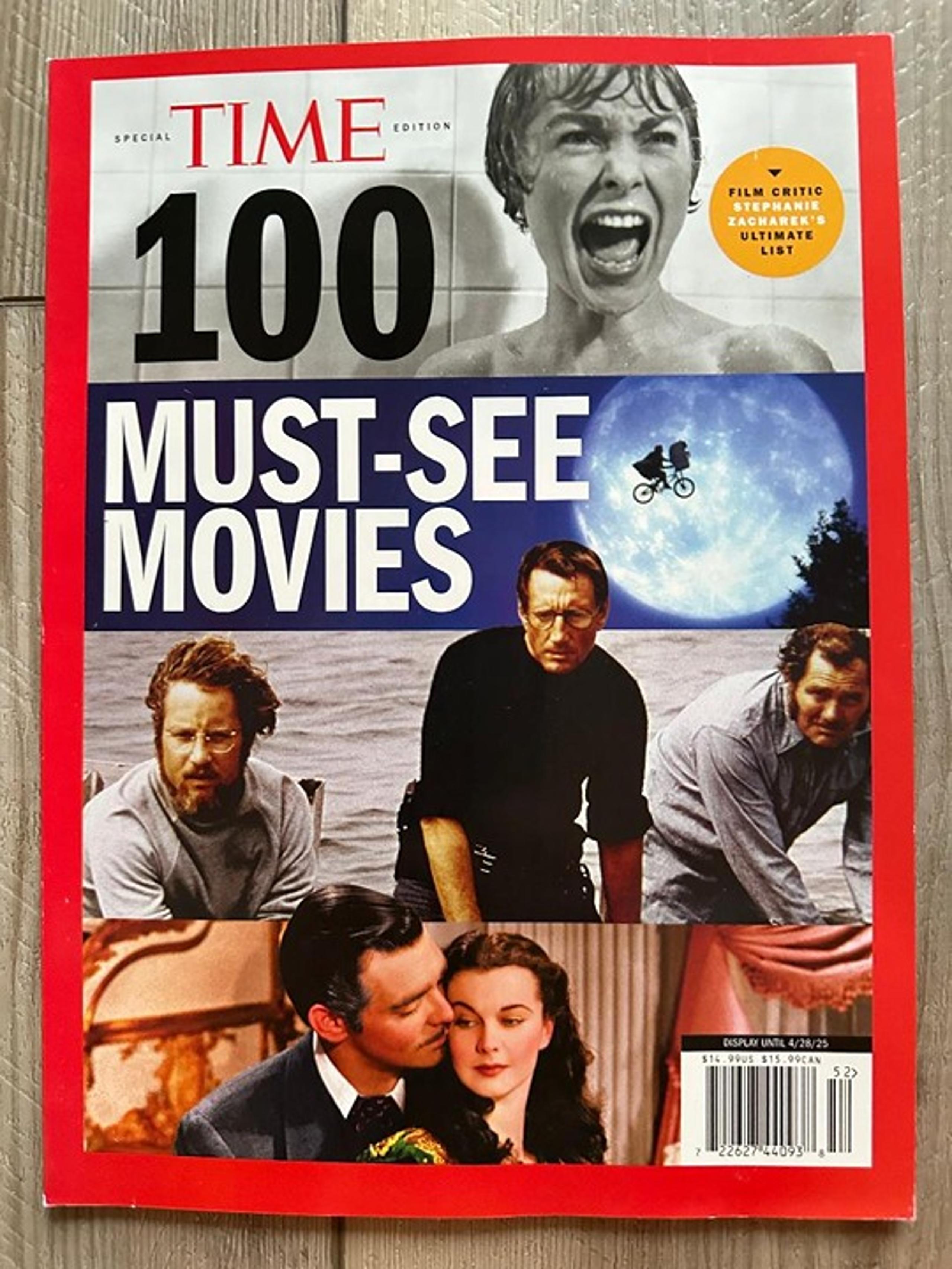 2025 Time Magazine 100 MUST SEE MOVIES List SPECIAL EDITION Psycho JAWS Star War