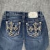 Miss Me Jeans Womens Size 24 Blue Signature Capri Cross Pocket Embellished