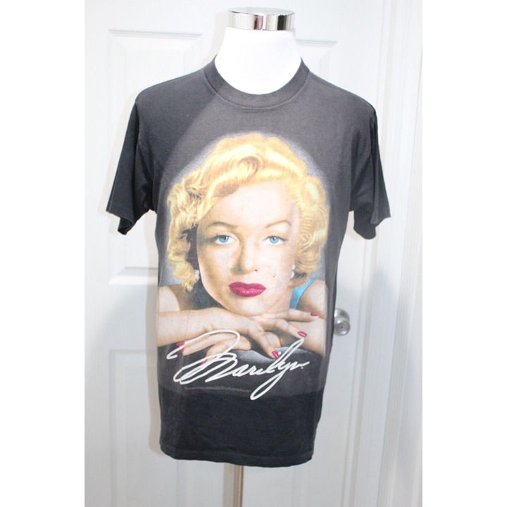 Vtg 1995 Marilyn Monroe Norma Jean Stitch T Shirt RARE men's Black tshirt Size L